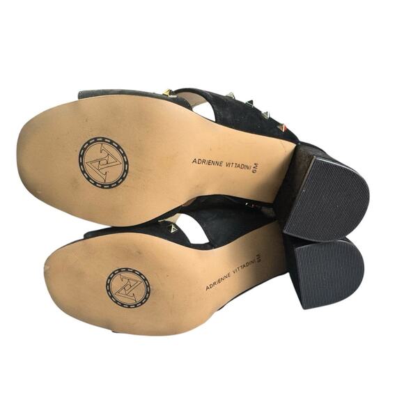 Adrienne Vittadini Black Suede Studded Slide Mules Block Heel Street Chic Sz 6M - Picture 8 of 8